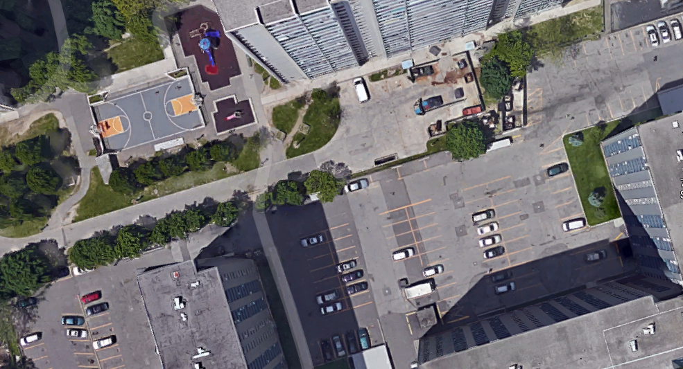 Aerial view of parking in St. Jamestown