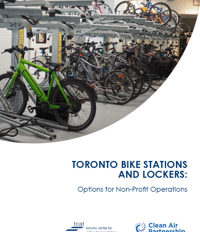 Cover of report about Toronto bike parking and options for non-profit operations