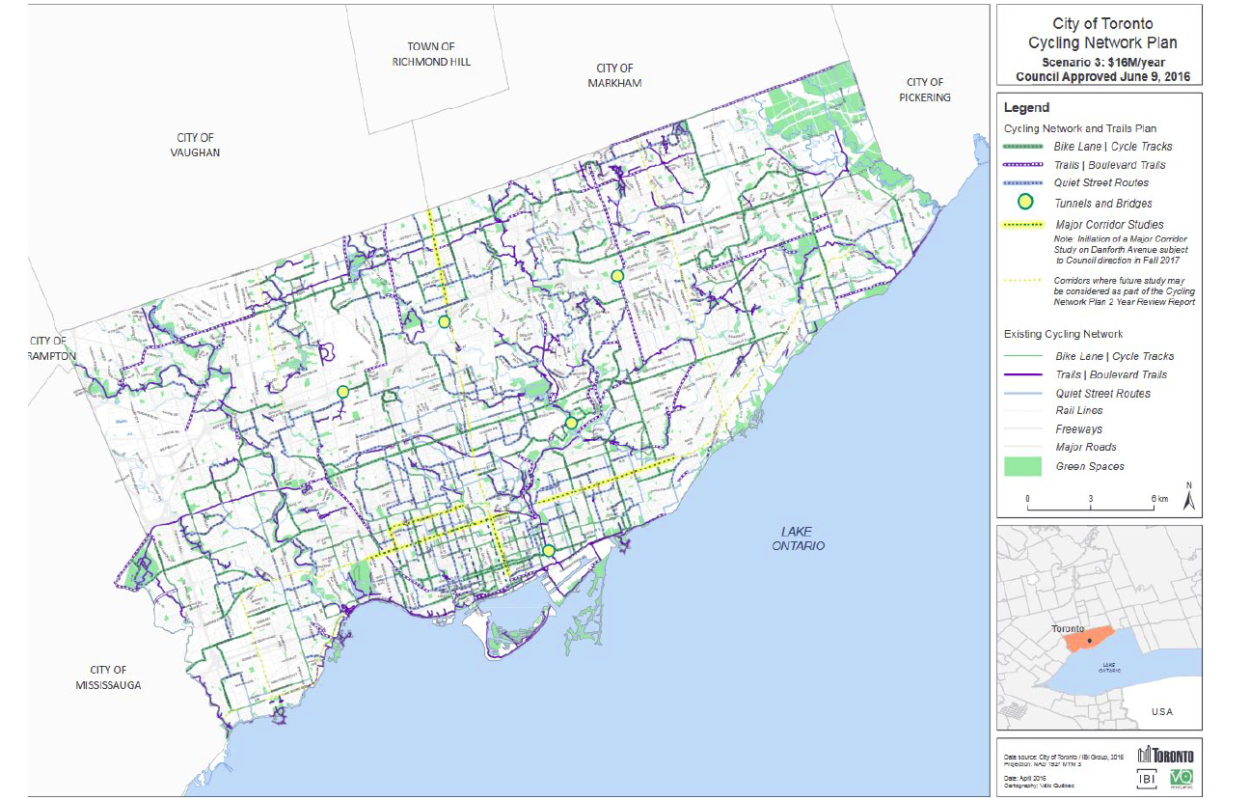 Map of Torontos Cycling Network Plan
